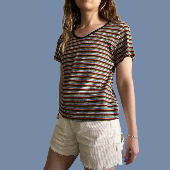 [JUNCTION] 90s RETRO RAINBOW STRIPED TEE - Picture 4 of 12